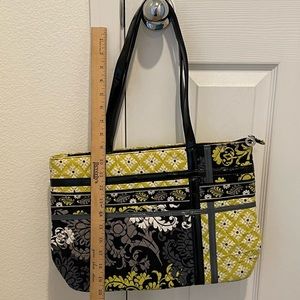 Vera Bradley - Black, Grey, and Lime Green Zippily Tote Baroque